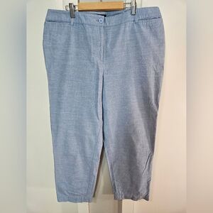 Talbots Perfect Crop Pants Blue Chambray Cotton Size 14